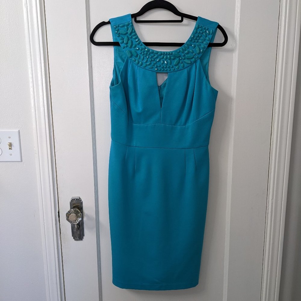 Trina Turk Turquoise Keyhole Dress